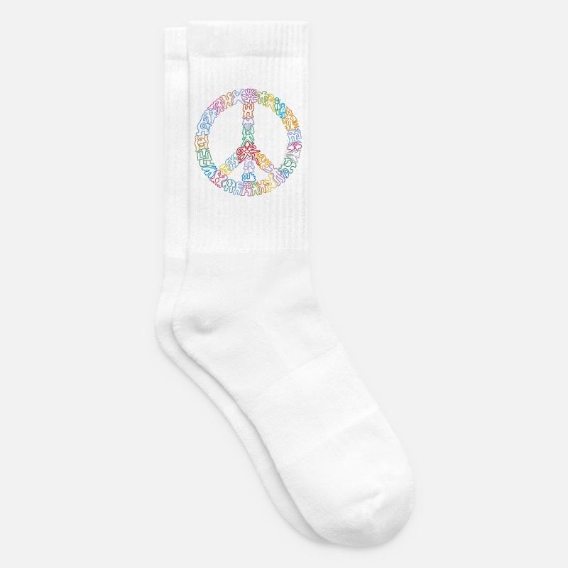 Peacezeichen-Figuren - Tennissocken - Weiß