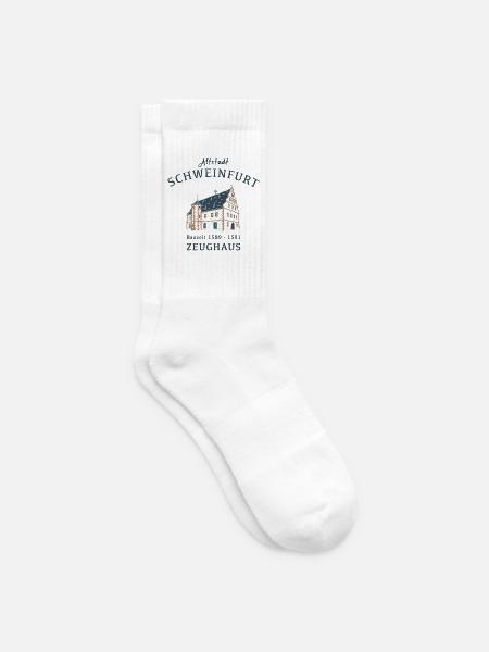 Schweinfurt, kultiges Wahrzeichen Zeughaus, Bayern - Tennissocken - Weiß
