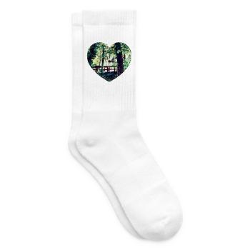 Herzmotiv Brücke im Frühgrün - Tennissocken - Weiß - Rechts