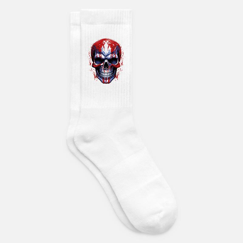 Graphique de crâne de drapeaux - Chaussettes de tennis - blanc