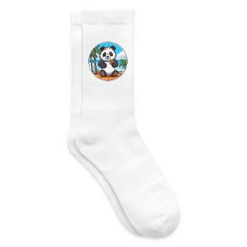 Panda Watercolor Cartoon Kawaii Clipart Animal - Tennis socks - white - Right