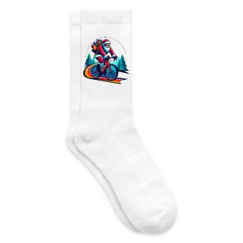 Christmas Santa Claus on the Road Bike Gravel - Tennis socks - white - Right
