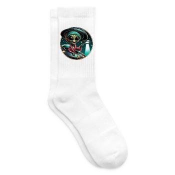Außerirdischer Detektiv im UFO-Licht - Tennissocken - Weiß - Rechts