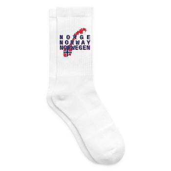 Norwegen Flaggenpanorama Typo-Kunst - Tennissocken - Weiß - Rechts