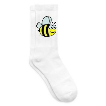 Cheerful Yellow Bee Cartoon - Tennis socks - white - Right
