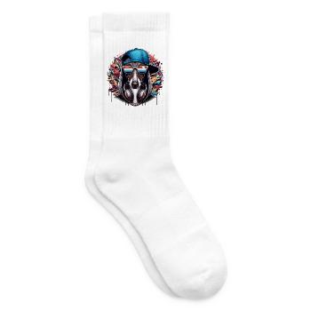 Cadeau de graffiti de chien Greyhound Gangsta - Chaussettes de tennis - blanc - Droite