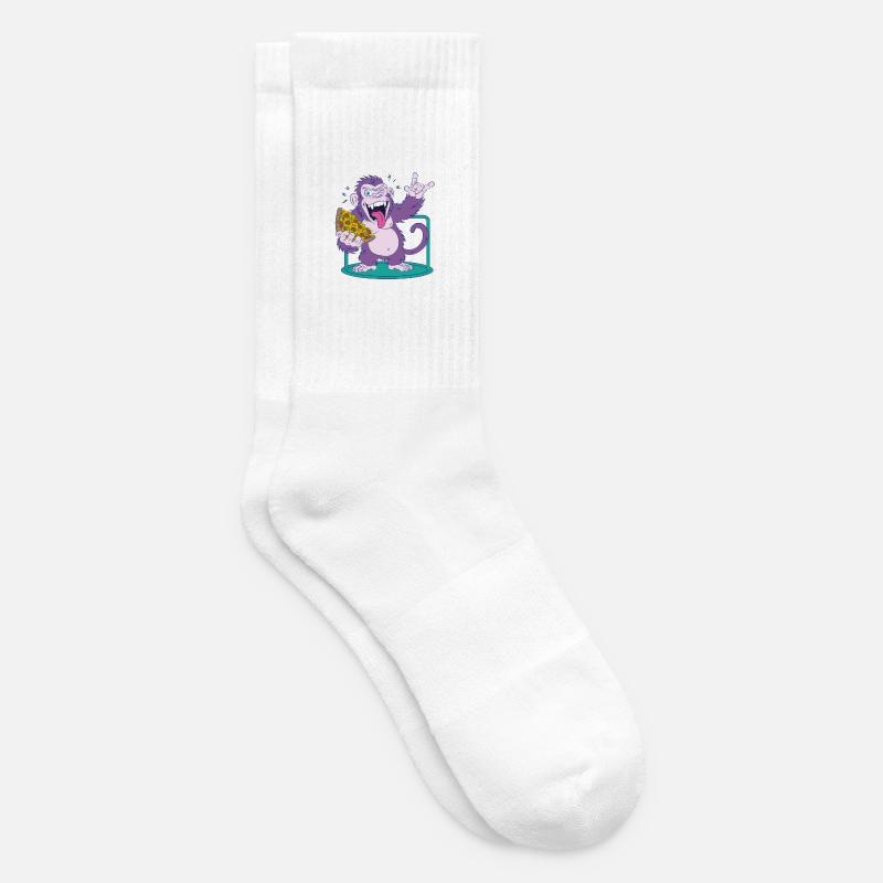 Pizza: Monkey makes it better! - Tennis socks - white