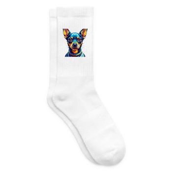 Miniature Pinscher Chien Race Dessin Animé Kawaii - Chaussettes de tennis - blanc - Droite