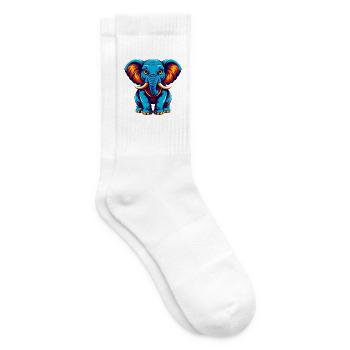 Elefant Bunte Kawaii Cartoon Figur Clipart - Tennissocken - Weiß - Rechts