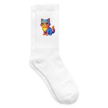 Katze Bunte Kawaii Cartoon Figur Clipart - Tennissocken - Weiß - Rechts
