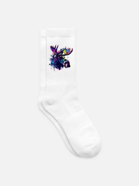 Elch Elche Elchkopf mit Kopfhörer - Tennissocken - Weiß