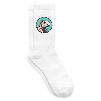 Leguan Kawaii Cartoon Figur Tier Haustier Gesicht - Tennissocken - Weiß - Rechts