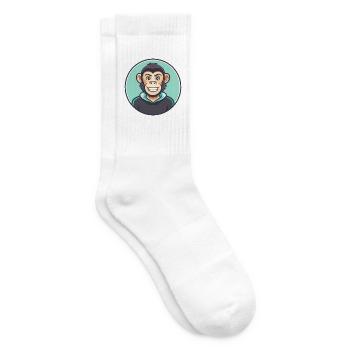 Affe Kawaii Cartoon Figur Tier Haustier Gesicht - Tennissocken - Weiß - Rechts