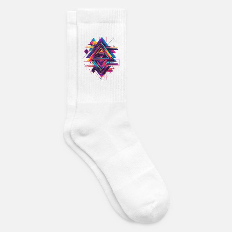 Futuristic Psychedelic Techno Trance 90s 80s - Tennis socks - white