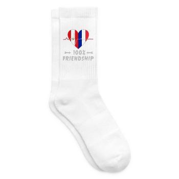 Peru und Frankreich 100% Freundschaft - Tennissocken - Weiß - Rechts