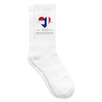 Netherlands and France 100% friendship - Tennis socks - white - Right