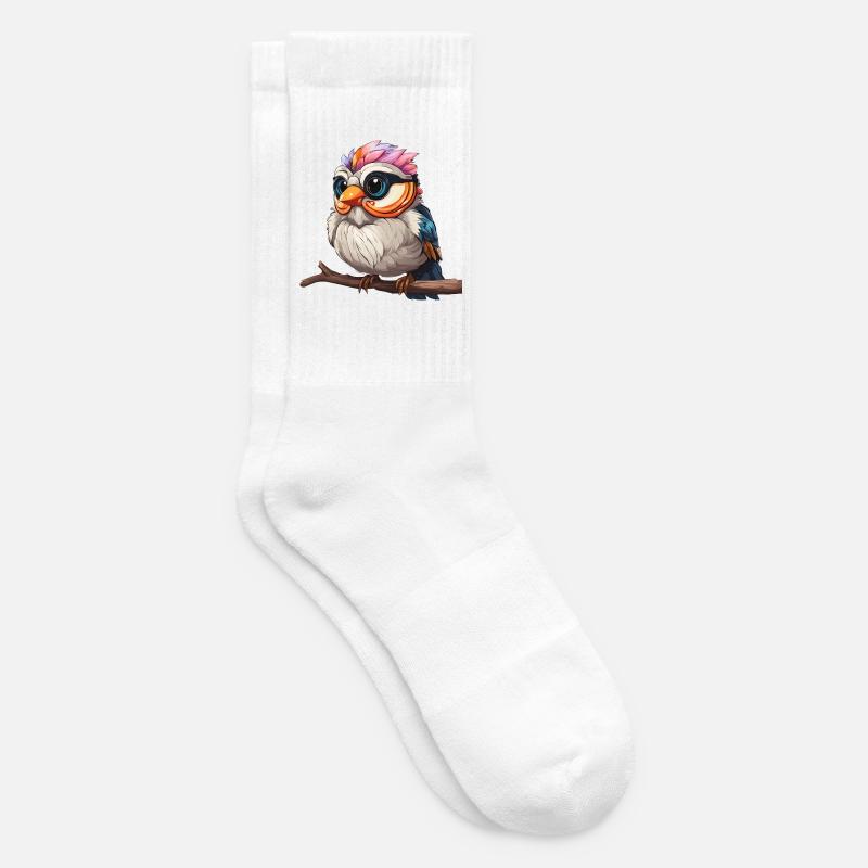 Lebendiges Spektakel der bunten Eule - Tennissocken - Weiß