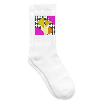 Geometrische Abstraktion Neon Pink - Tennissocken - Weiß - Rechts