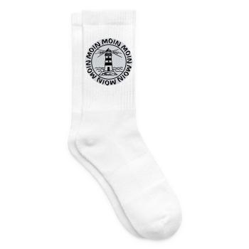 Moin Moin Leuchtturm – Maritimes Küsten Design - Tennissocken - Weiß - Rechts