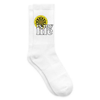 Dart, Dartpfeil, Darts, Shirt , Dart is my life - Tennissocken - Weiß - Rechts