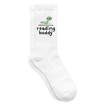 Lesefreund Niedlicher Bücherwurm Mit Buch - Tennissocken - Weiß - Rechts