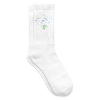 Tortue dans la mer - Chaussettes de tennis - blanc - Droite