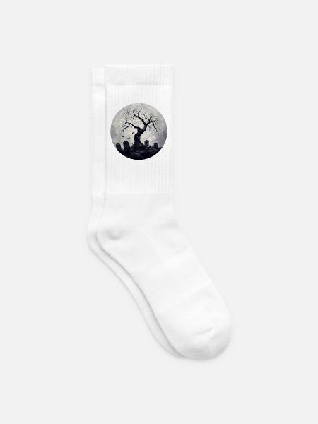 Dunkle Geisterbäume mit Friedhof - Tennissocken - Weiß