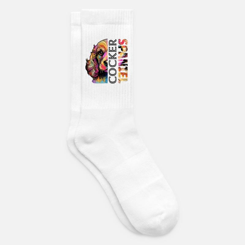 Colorful Cocker Spaniel - Tennis socks - white