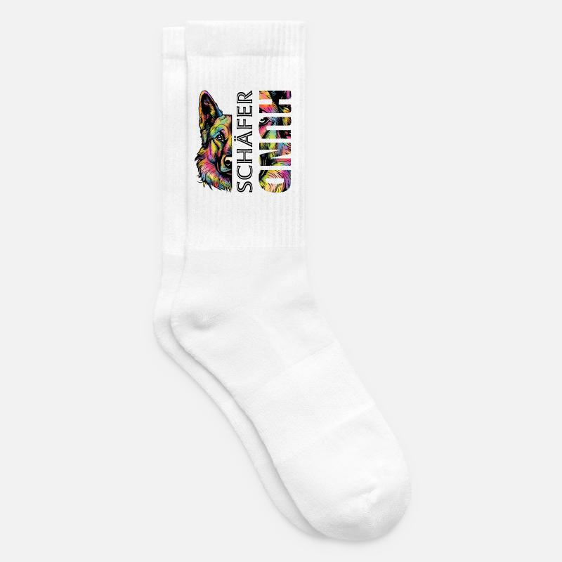 Bunter  Schäferhund - Tennissocken - Weiß