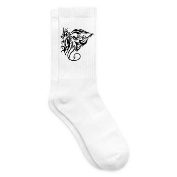 Seitlicher Tribal Drache Design mit Flügel - Tennissocken - Weiß - Rechts