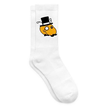 Raupe Sir Herr reich Monokel Brille Zylinder Hut - Tennissocken - Weiß - Rechts