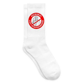 Rückgrat statt Wurstgefresse! WUNSCHFARBEN Comic - Tennissocken - Weiß - Rechts