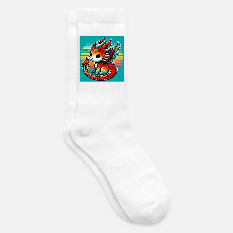 Drache - Tennissocken - Weiß