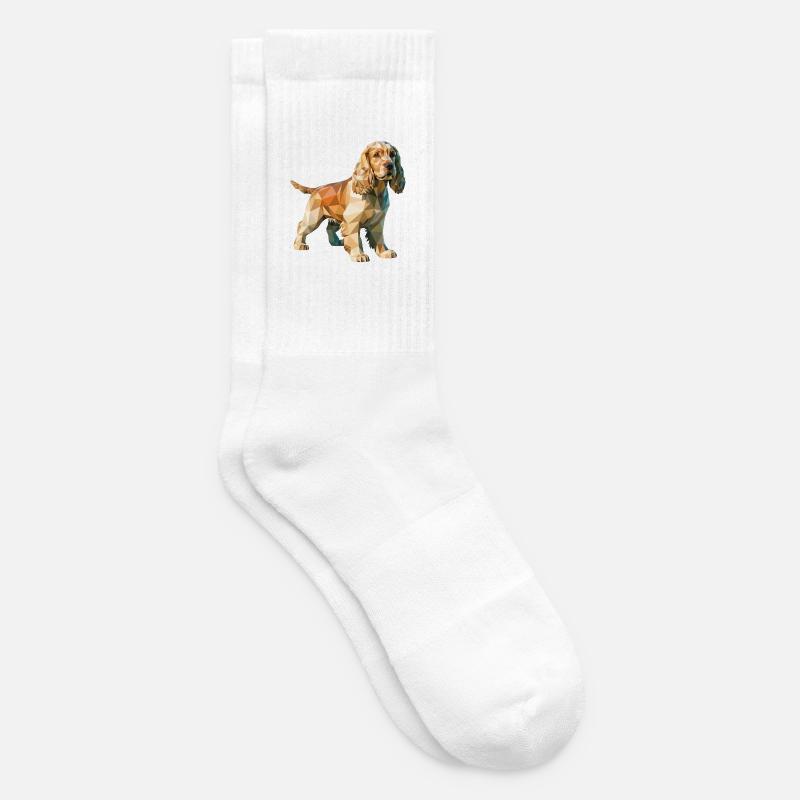 Cocker Spaniel - Cool Low Poly Logo - Tennis socks - white
