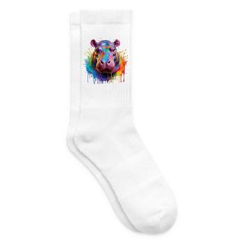 Bunter Hippo Farbexplosion - Tennissocken - Weiß - Rechts