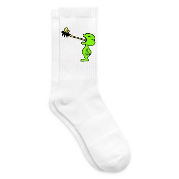 Frog catches fly tongue mosquito eat hunger toad - Tennis socks - white - Right