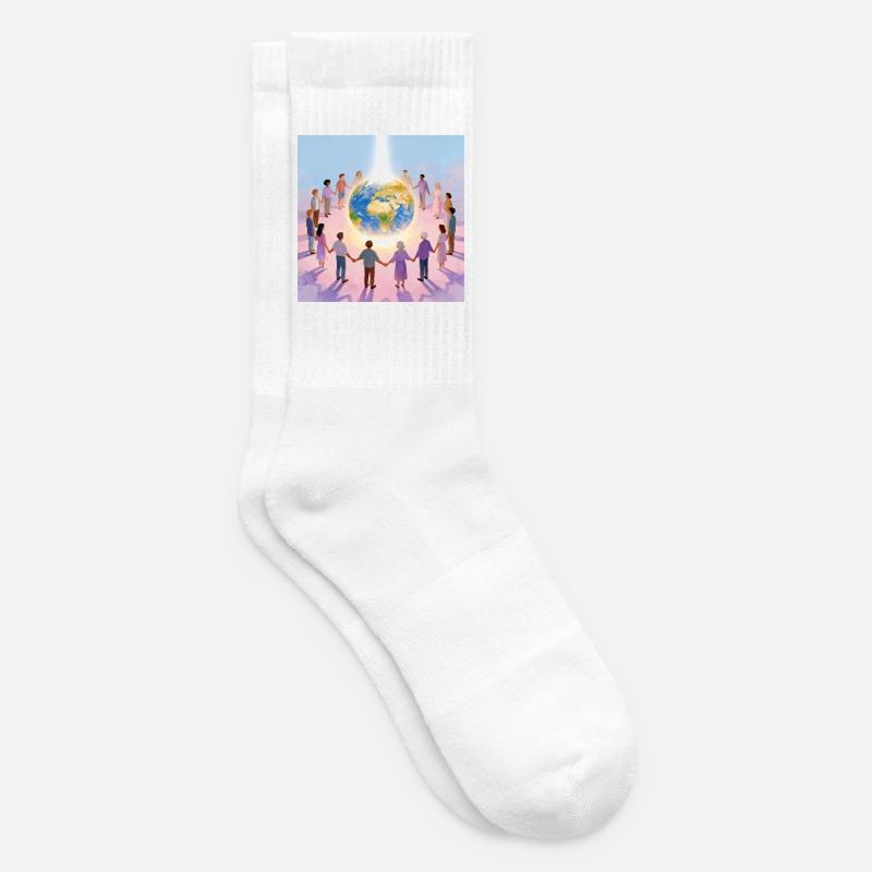 Erde umringt von Gemeinschaft - Tennissocken - Weiß