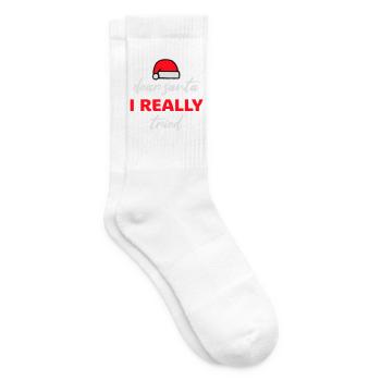Dear Santa I Really Tried Christmas Humor Funny - Tennis socks - white - Right