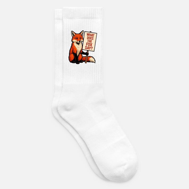 Fuchs mit Schild – Was sagt der Fuchs - Tennissocken - Weiß