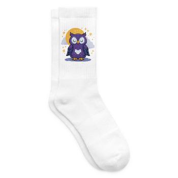Mondnacht Eule - Tennissocken - Weiß - Rechts