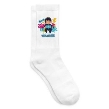Gamer Kid with game pad and headphones - Tennis socks - white - Right