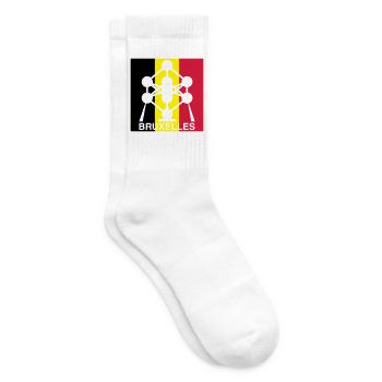 Atomium Brussels – Quadrat-Design mit belgischer Flagge - Tennissocken - Weiß - Rechts