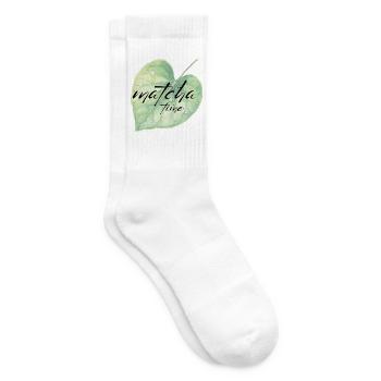Matcha, Blatt, Grün, Zeit - Tennissocken - Weiß - Rechts