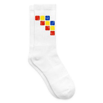 Farben Ornament Muster - Grundfarben - Tennissocken - Weiß - Rechts