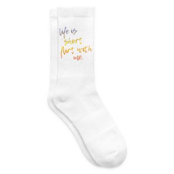 Life is Short Flirt With Me - Tour Gradient Script - Tennis socks - white - Right
