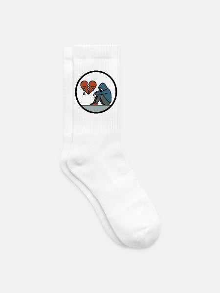 Zerbrochenes Herz und Einsamkeit Herzschmerz Motiv - Tennissocken - Weiß
