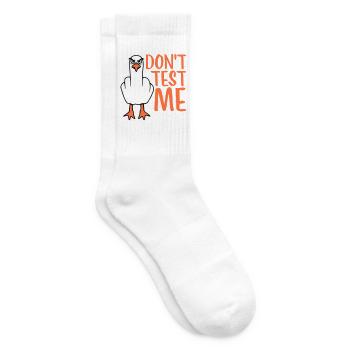 Don't Test Me Seagull Bird Naughty Middle Finger Evil - Tennis socks - white - Right