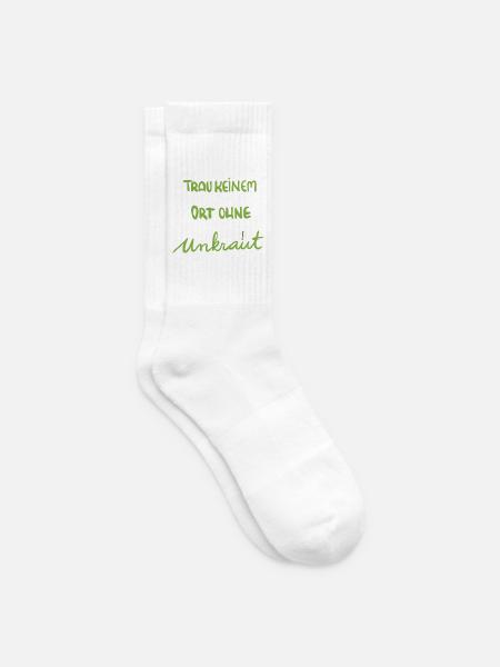 Für Gartenfans: Trau keinem Ort ohne Unkraut - Tennissocken - Weiß