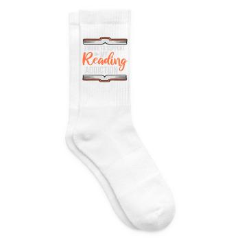 I Work To Support My Reading Addiction Books Logo - Tennis socks - white - Right
