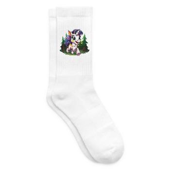 Bunter Waldunikorn im Glück - Tennissocken - Weiß - Rechts
